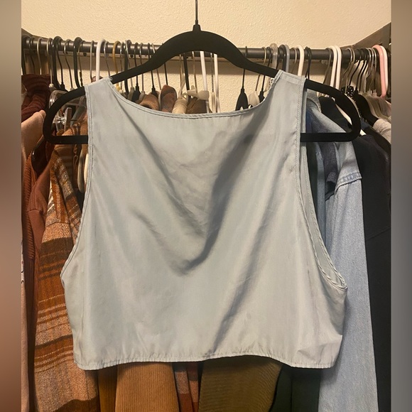 Drape Crop Sleeveless American Apparel Sea Foam Top - Picture 2 of 3